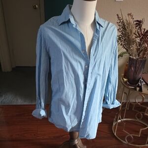 Express Men's Light Blue Pinstripe Button-Down Shirt